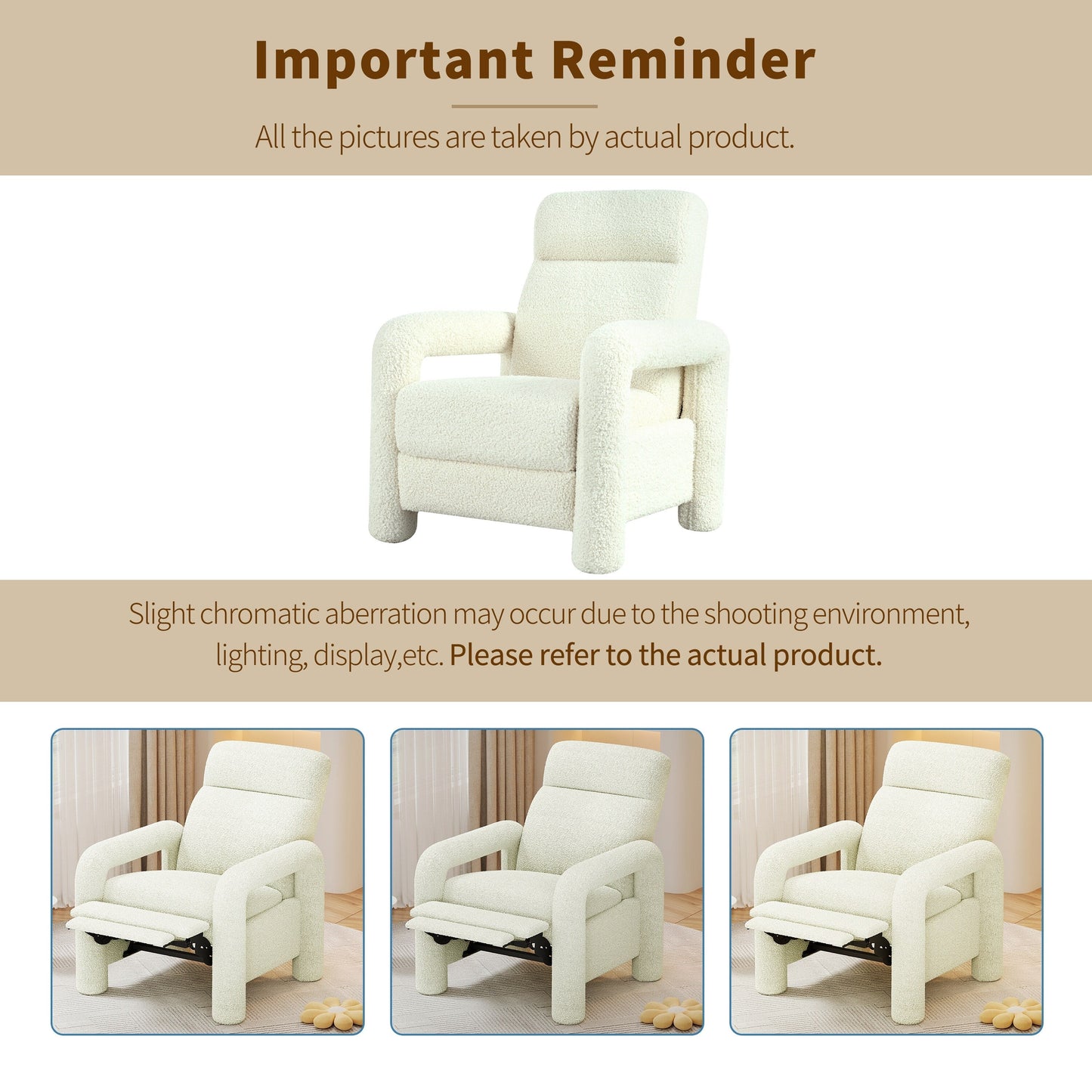 Roomfitters 31.25 Push Back Recliner Armchair, Upholstered Recliner Chair for Living Room