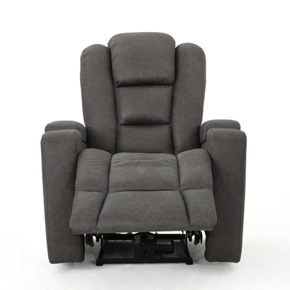 Roomfitters 33 Wide Power Standard Recliner Chair with Arm Storage and USB, Slate