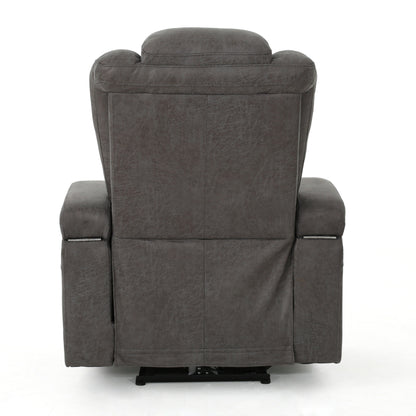 Roomfitters 33 Wide Power Standard Recliner Chair with Arm Storage and USB, Slate