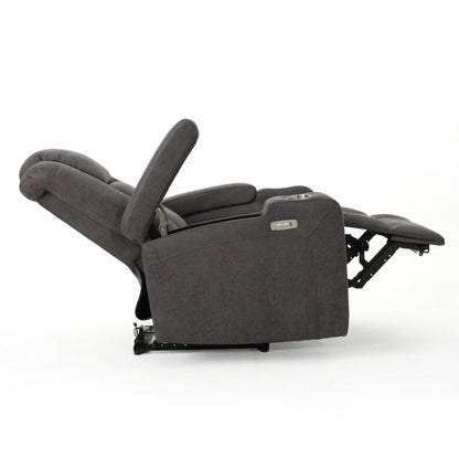 Roomfitters 33 Wide Power Standard Recliner Chair with Arm Storage and USB, Slate