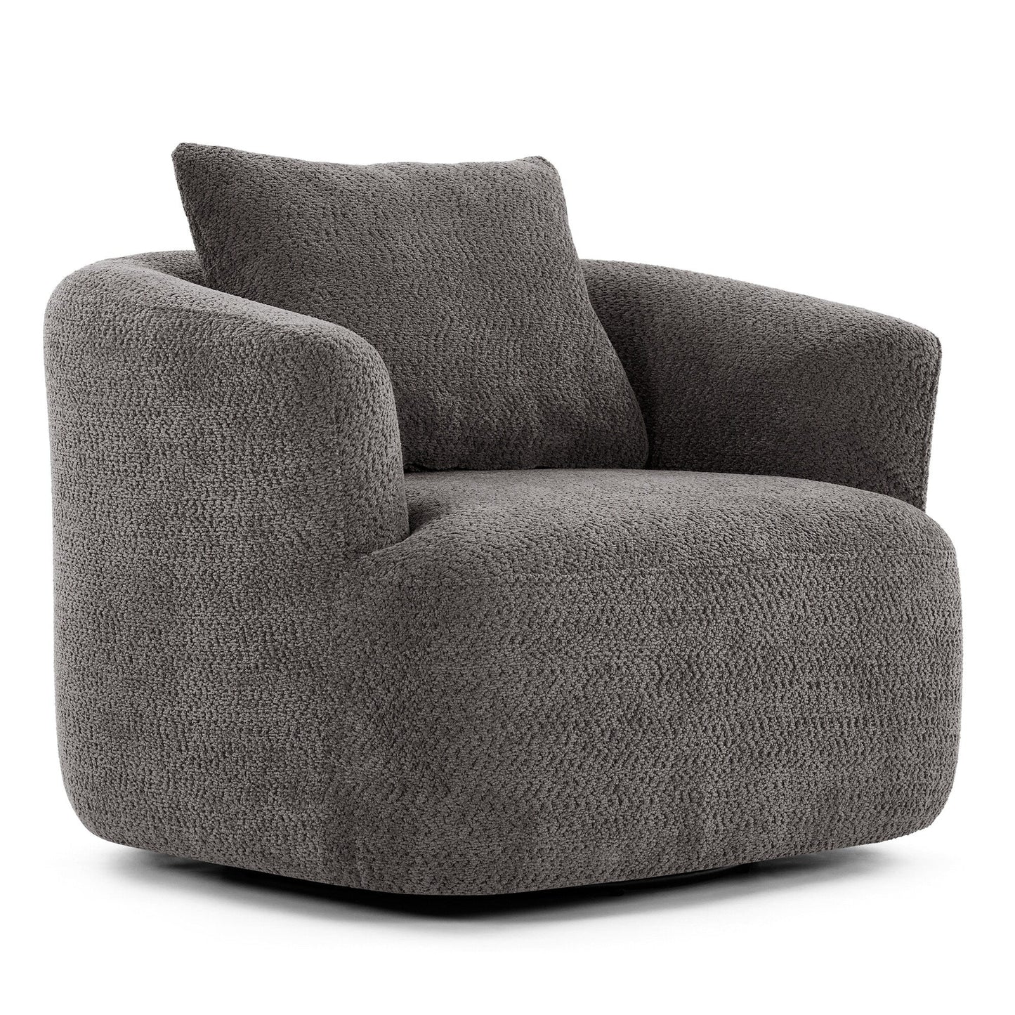 Roomfitters 360Â° Chenille Upholstered Swivel Barrel Chair Accent Sofa with Throw Pillow for Living Room Bedroom Office Hotel