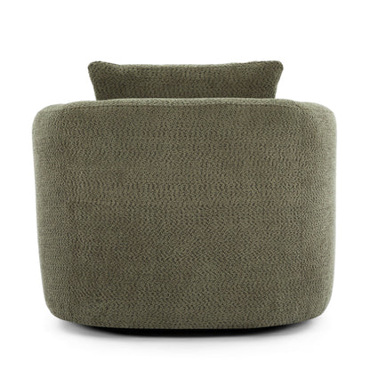 Roomfitters 360Â° Chenille Upholstered Swivel Barrel Chair Accent Sofa with Throw Pillow for Living Room Bedroom Office Hotel