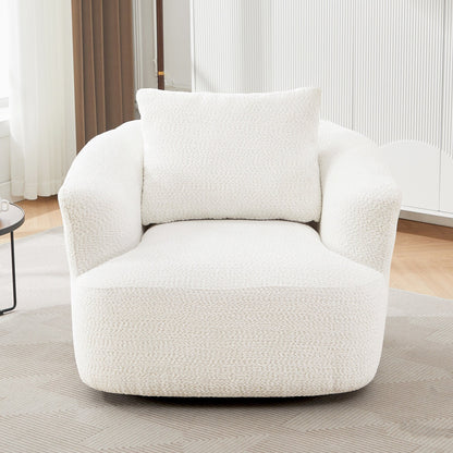 Roomfitters 360Â° Chenille Upholstered Swivel Barrel Chair Accent Sofa with Throw Pillow for Living Room Bedroom Office Hotel