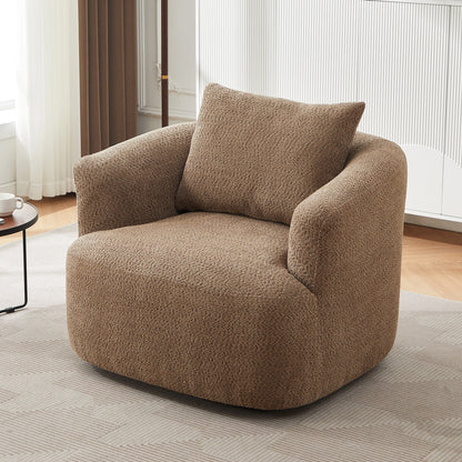 Roomfitters 360Â° Chenille Upholstered Swivel Barrel Chair Accent Sofa with Throw Pillow for Living Room Bedroom Office Hotel