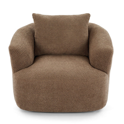 Roomfitters 360Â° Chenille Upholstered Swivel Barrel Chair Accent Sofa with Throw Pillow for Living Room Bedroom Office Hotel