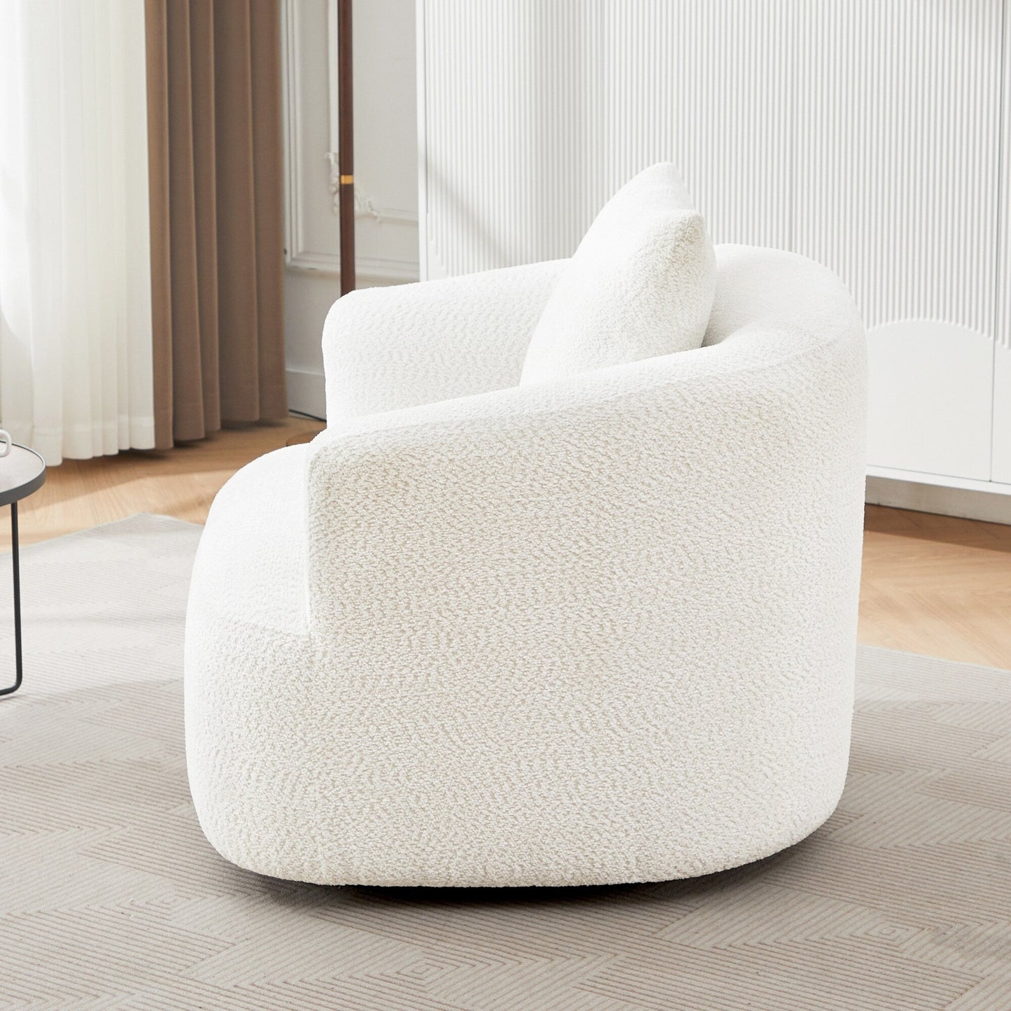 Roomfitters 360Â° Chenille Upholstered Swivel Barrel Chair Accent Sofa with Throw Pillow for Living Room Bedroom Office Hotel