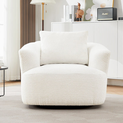 Roomfitters 360Â° Chenille Upholstered Swivel Barrel Chair Accent Sofa with Throw Pillow for Living Room Bedroom Office Hotel