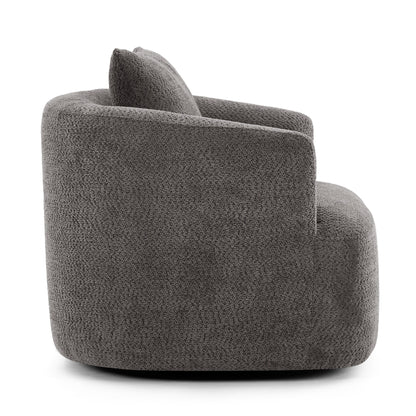 Roomfitters 360Â° Chenille Upholstered Swivel Barrel Chair Accent Sofa with Throw Pillow for Living Room Bedroom Office Hotel