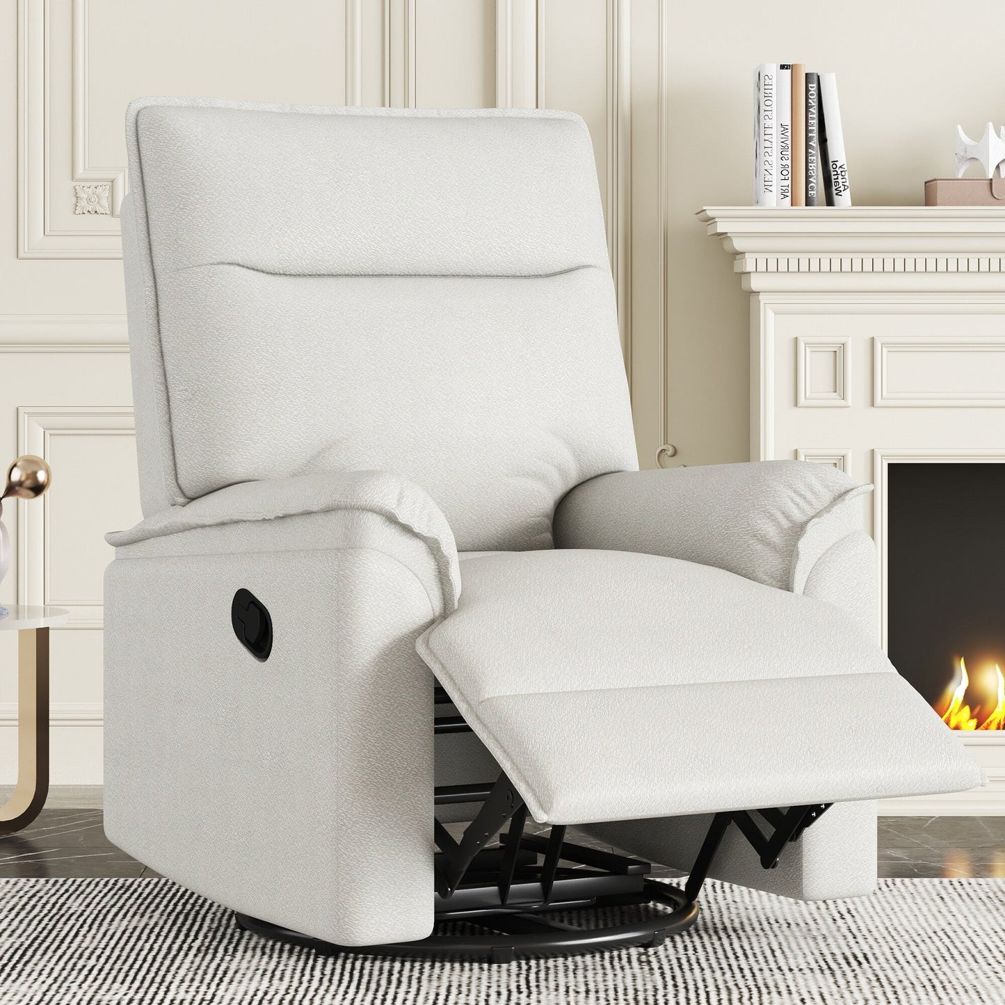 Roomfitters 360Â° Swivel Upholstered Manual Recliner Chair, Versatile Theater Recliner Sofa and Nursery Glider Rocker