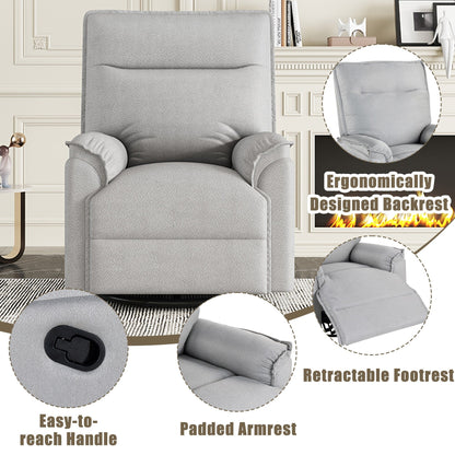 Roomfitters 360Â° Swivel Upholstered Manual Recliner Chair, Versatile Theater Recliner Sofa and Nursery Glider Rocker