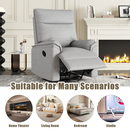 Roomfitters 360Â° Swivel Upholstered Manual Recliner Chair, Versatile Theater Recliner Sofa and Nursery Glider Rocker