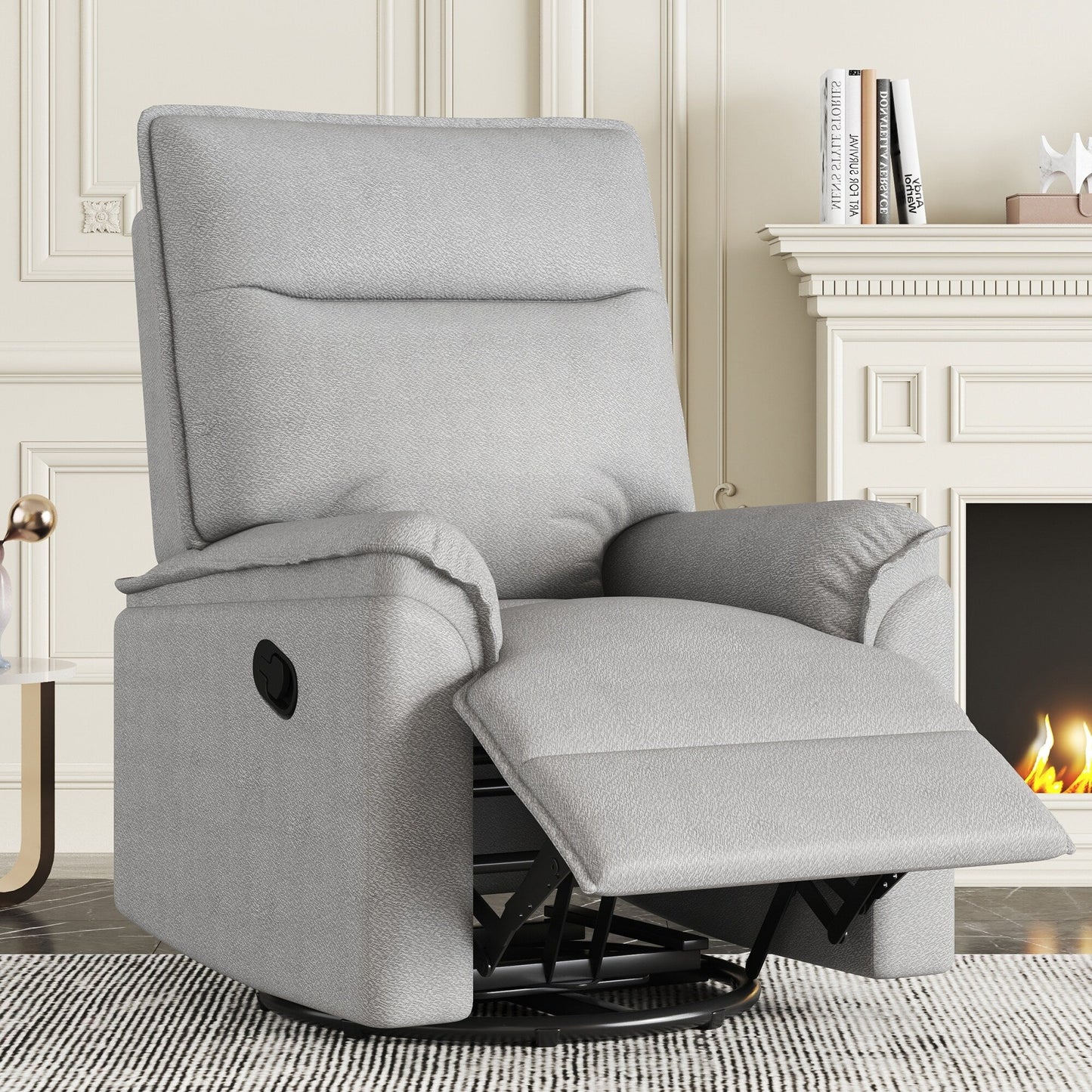 Roomfitters 360Â° Swivel Upholstered Manual Recliner Chair, Versatile Theater Recliner Sofa and Nursery Glider Rocker