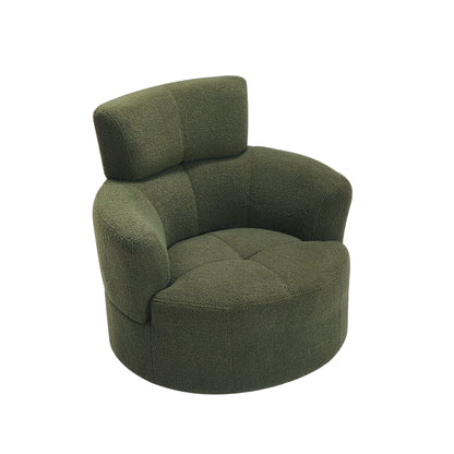 Roomfitters 360Â° Upholstered Swivel Barrel Accent Chair with Adjustable Headrest for Living Room
