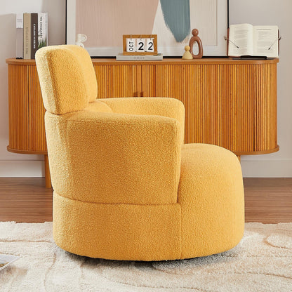 Roomfitters 360Â° Upholstered Swivel Barrel Accent Chair with Adjustable Headrest for Living Room