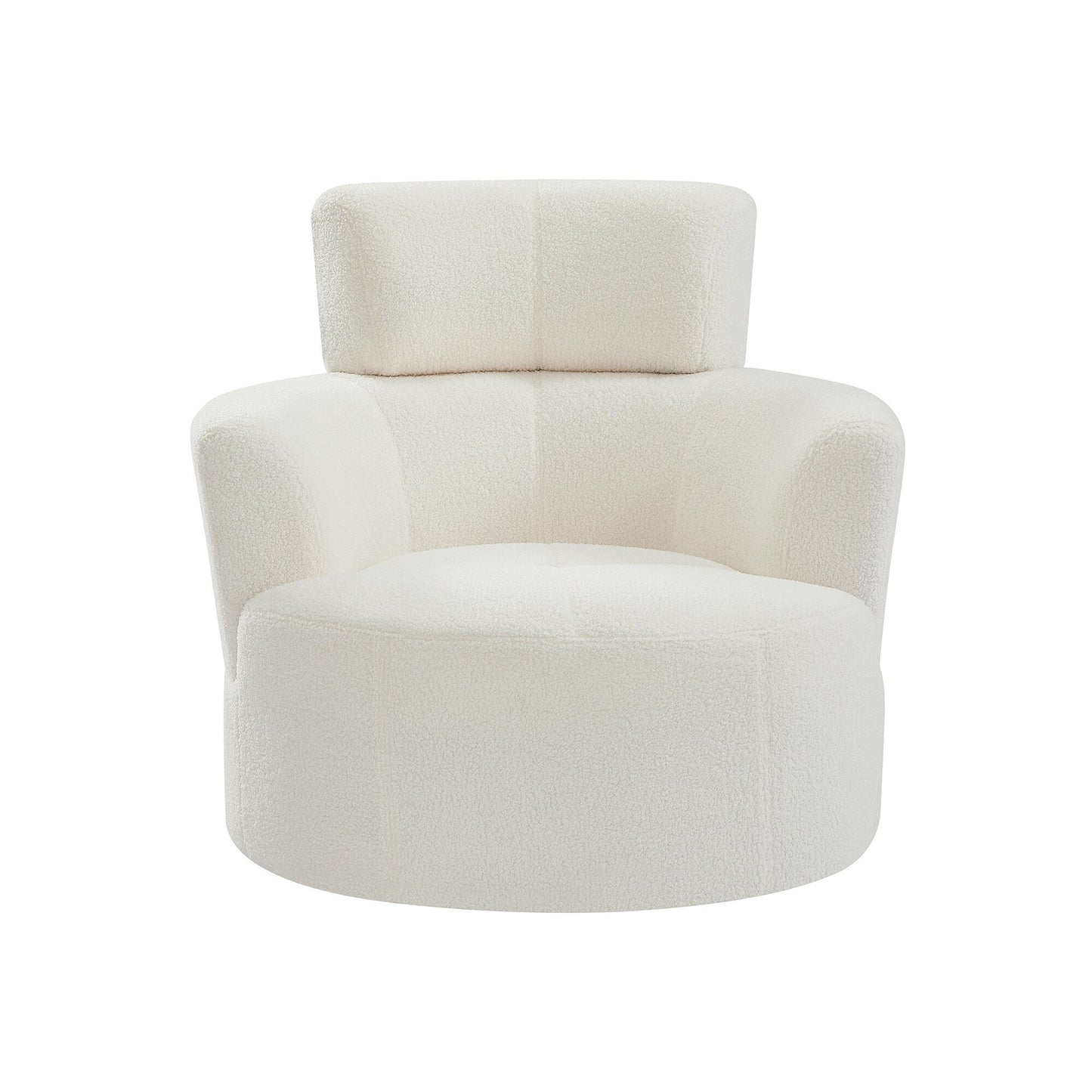 Roomfitters 360Â° Upholstered Swivel Barrel Accent Chair with Adjustable Headrest for Living Room