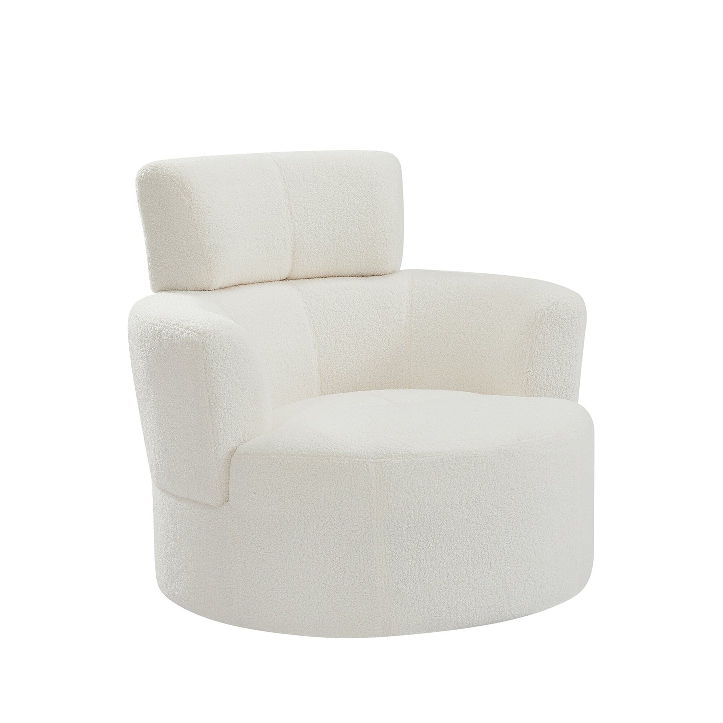Roomfitters 360Â° Upholstered Swivel Barrel Accent Chair with Adjustable Headrest for Living Room