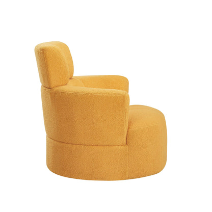 Roomfitters 360Â° Upholstered Swivel Barrel Accent Chair with Adjustable Headrest for Living Room