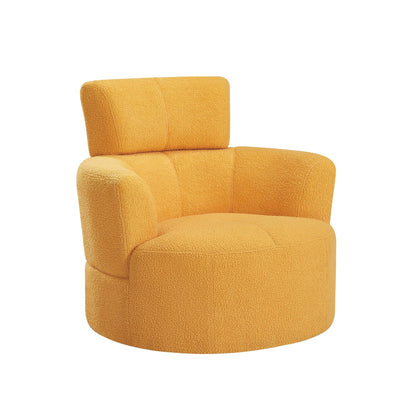 Roomfitters 360Â° Upholstered Swivel Barrel Accent Chair with Adjustable Headrest for Living Room