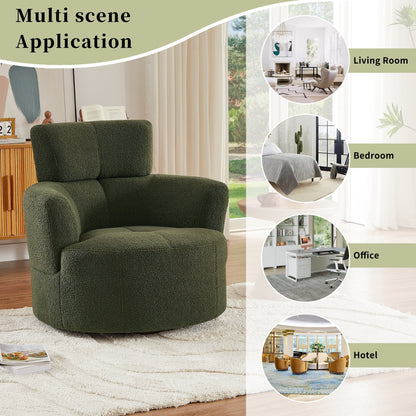 Roomfitters 360Â° Upholstered Swivel Barrel Accent Chair with Adjustable Headrest for Living Room