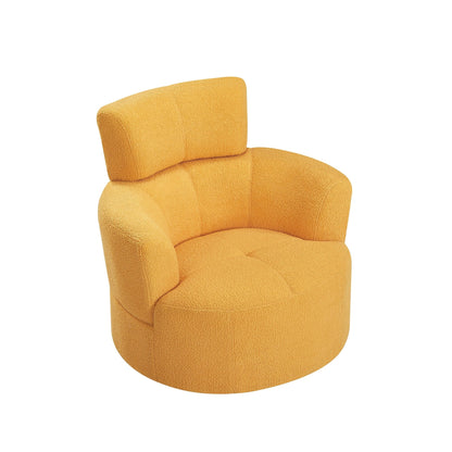 Roomfitters 360Â° Upholstered Swivel Barrel Accent Chair with Adjustable Headrest for Living Room