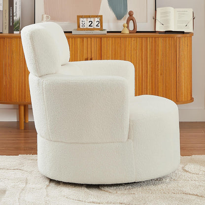 Roomfitters 360Â° Upholstered Swivel Barrel Accent Chair with Adjustable Headrest for Living Room