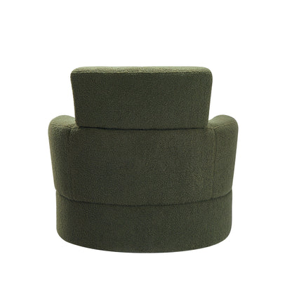 Roomfitters 360Â° Upholstered Swivel Barrel Accent Chair with Adjustable Headrest for Living Room