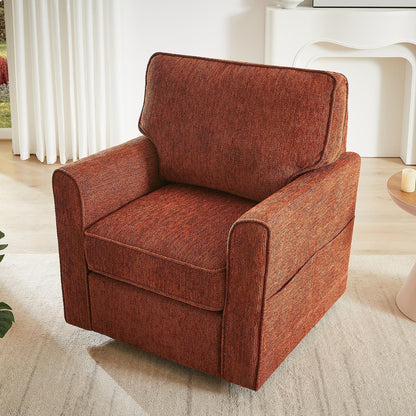 Roomfitters 360Â° Upholstered Swivel Barrel Armchair Accent Chair with Side Pockets for Living Room Bedroom Office Hotel