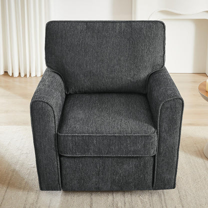 Roomfitters 360Â° Upholstered Swivel Barrel Armchair Accent Chair with Side Pockets for Living Room Bedroom Office Hotel