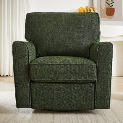 Roomfitters 360Â° Upholstered Swivel Barrel Armchair Accent Chair with Side Pockets for Living Room Bedroom Office Hotel