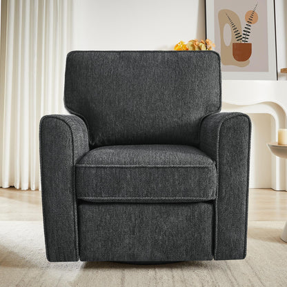 Roomfitters 360Â° Upholstered Swivel Barrel Armchair Accent Chair with Side Pockets for Living Room Bedroom Office Hotel