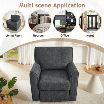Roomfitters 360Â° Upholstered Swivel Barrel Armchair Accent Chair with Side Pockets for Living Room Bedroom Office Hotel