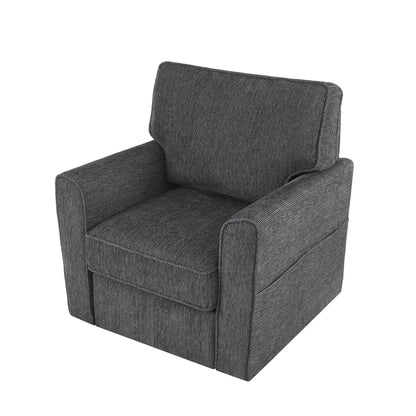 Roomfitters 360Â° Upholstered Swivel Barrel Armchair Accent Chair with Side Pockets for Living Room Bedroom Office Hotel