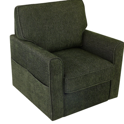 Roomfitters 360Â° Upholstered Swivel Barrel Armchair Accent Chair with Side Pockets for Living Room Bedroom Office Hotel