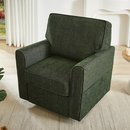 Roomfitters 360Â° Upholstered Swivel Barrel Armchair Accent Chair with Side Pockets for Living Room Bedroom Office Hotel