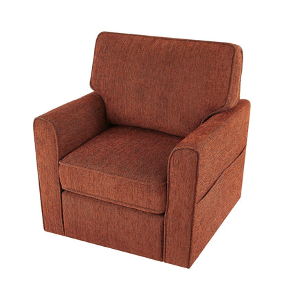 Roomfitters 360Â° Upholstered Swivel Barrel Armchair Accent Chair with Side Pockets for Living Room Bedroom Office Hotel