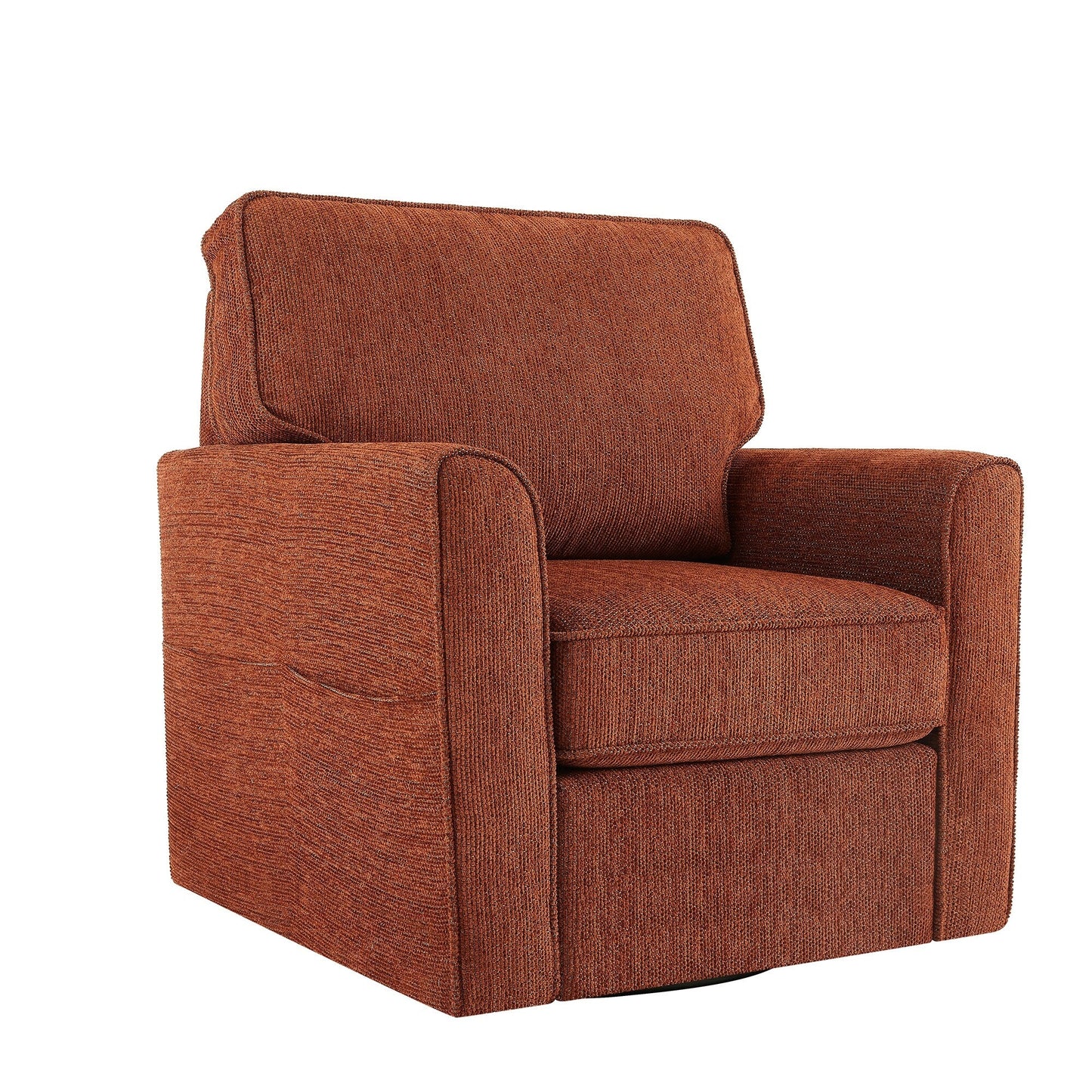 Roomfitters 360Â° Upholstered Swivel Barrel Armchair Accent Chair with Side Pockets for Living Room Bedroom Office Hotel