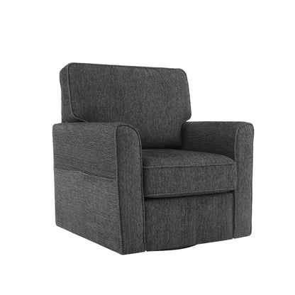 Roomfitters 360Â° Upholstered Swivel Barrel Armchair Accent Chair with Side Pockets for Living Room Bedroom Office Hotel