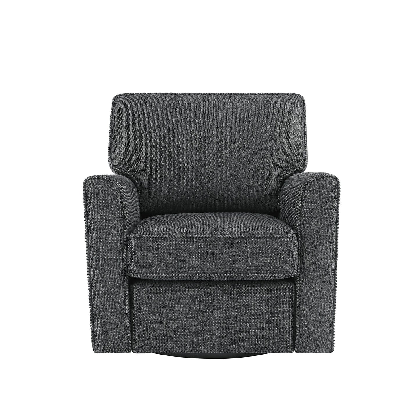 Roomfitters 360Â° Upholstered Swivel Barrel Armchair Accent Chair with Side Pockets for Living Room Bedroom Office Hotel