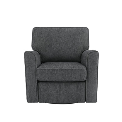 Roomfitters 360Â° Upholstered Swivel Barrel Armchair Accent Chair with Side Pockets for Living Room Bedroom Office Hotel