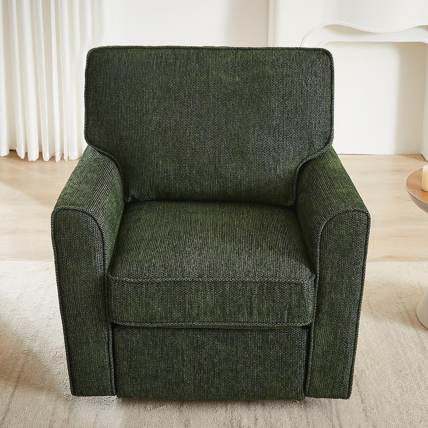 Roomfitters 360Â° Upholstered Swivel Barrel Armchair Accent Chair with Side Pockets for Living Room Bedroom Office Hotel