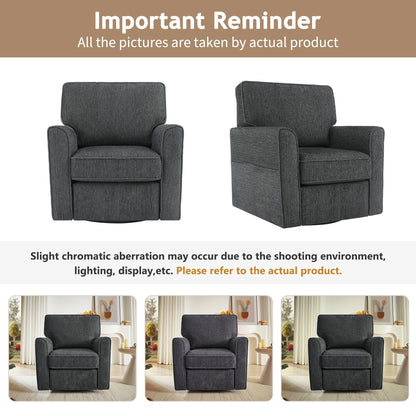 Roomfitters 360Â° Upholstered Swivel Barrel Armchair Accent Chair with Side Pockets for Living Room Bedroom Office Hotel