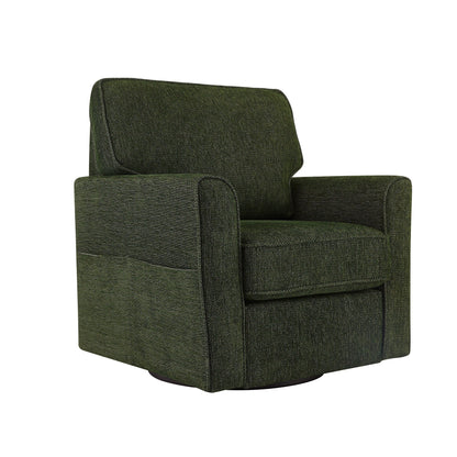 Roomfitters 360Â° Upholstered Swivel Barrel Armchair Accent Chair with Side Pockets for Living Room Bedroom Office Hotel