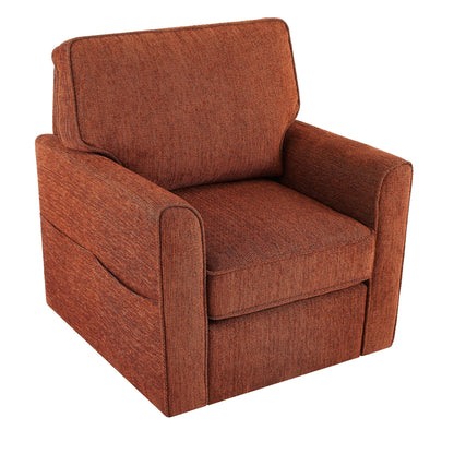Roomfitters 360Â° Upholstered Swivel Barrel Armchair Accent Chair with Side Pockets for Living Room Bedroom Office Hotel