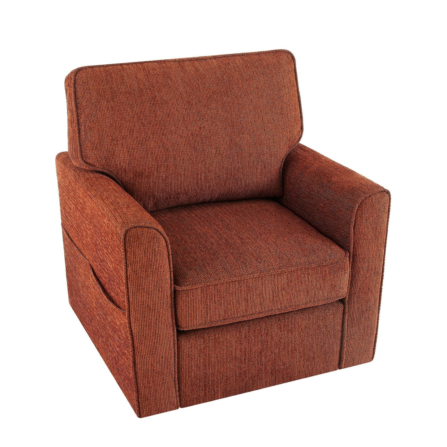 Roomfitters 360Â° Upholstered Swivel Barrel Armchair Accent Chair with Side Pockets for Living Room Bedroom Office Hotel