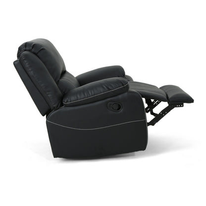 Roomfitters 39 Wide Faux Leather Manual Swivel Standard Recliner, Comfortable Lounge Chair for Living Room
