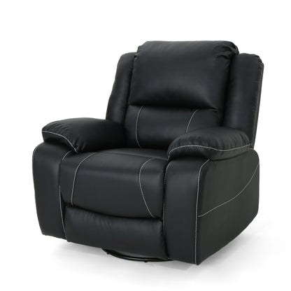 Roomfitters 39 Wide Faux Leather Manual Swivel Standard Recliner, Comfortable Lounge Chair for Living Room