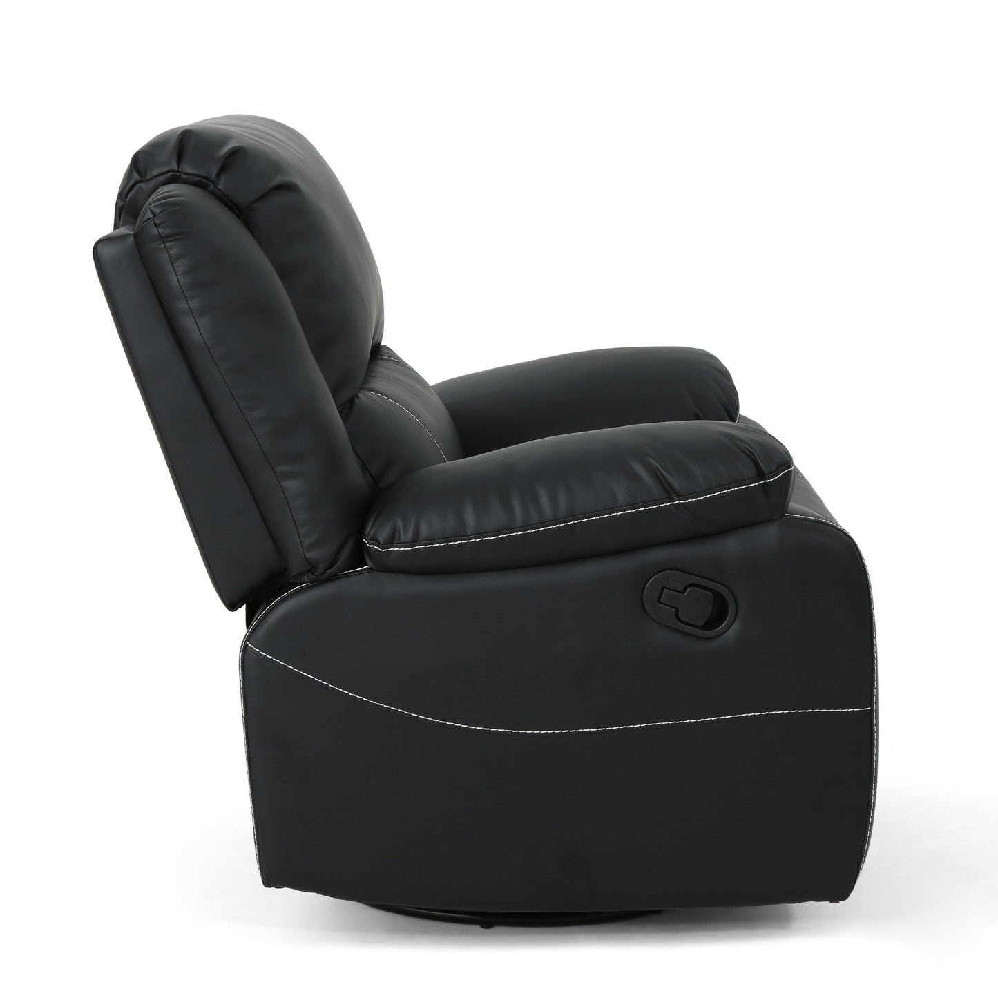 Roomfitters 39 Wide Faux Leather Manual Swivel Standard Recliner, Comfortable Lounge Chair for Living Room