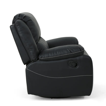 Roomfitters 39 Wide Faux Leather Manual Swivel Standard Recliner, Comfortable Lounge Chair for Living Room