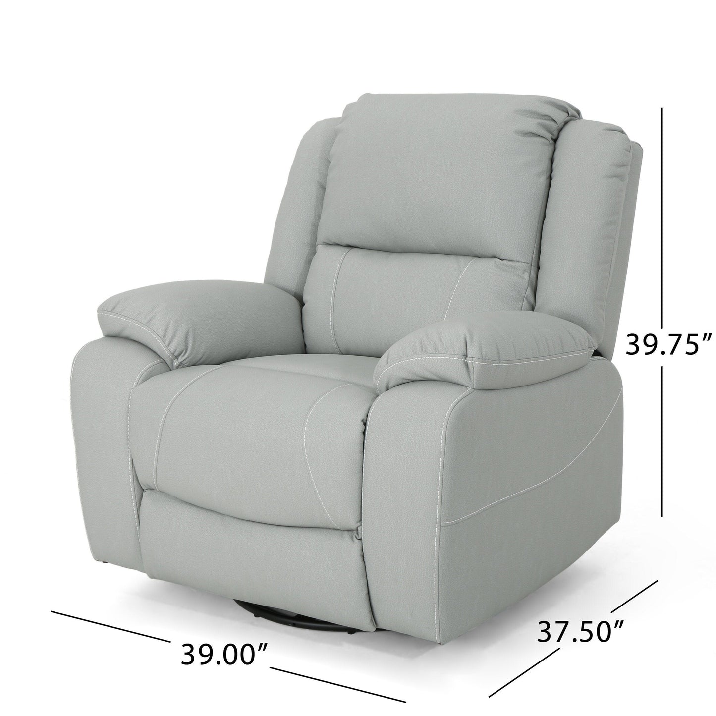 Roomfitters 39 Wide Faux Leather Manual Swivel Standard Recliner, Comfortable Lounge Chair for Living Room