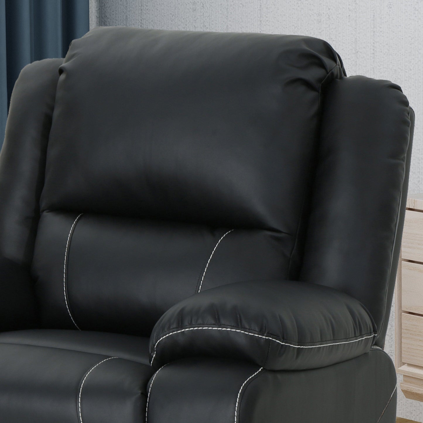 Roomfitters 39 Wide Faux Leather Manual Swivel Standard Recliner, Comfortable Lounge Chair for Living Room